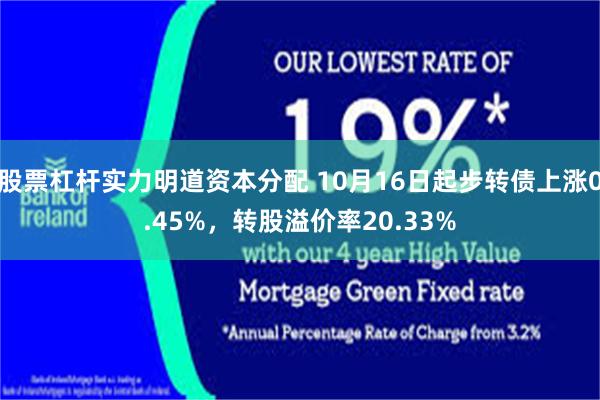 股票杠杆实力明道资本分配 10月16日起步转债上涨0.45%,转股溢价率20.33%